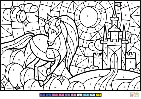 Unicorn Color By Number Printable